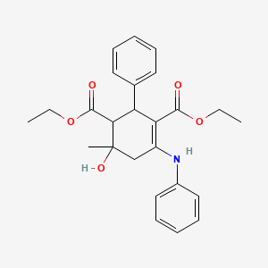 molecular formula C25H29NO5 B11527242 Diethyl 6-hydroxy-6-methyl-2-phenyl-4-(phenylamino)cyclohex-3-ene-1,3-dicarboxylate 