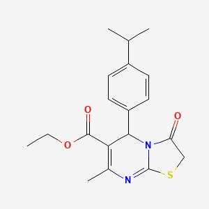 molecular formula C19H22N2O3S B11527282 ethyl 7-methyl-3-oxo-5-[4-(propan-2-yl)phenyl]-2,3-dihydro-5H-[1,3]thiazolo[3,2-a]pyrimidine-6-carboxylate 