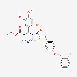 molecular formula C32H28BrClN2O6S B11527424 ethyl (2Z)-5-(2-bromo-4,5-dimethoxyphenyl)-2-{4-[(2-chlorobenzyl)oxy]benzylidene}-7-methyl-3-oxo-2,3-dihydro-5H-[1,3]thiazolo[3,2-a]pyrimidine-6-carboxylate 