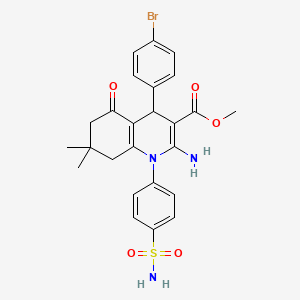 molecular formula C25H26BrN3O5S B11527464 Methyl 2-amino-4-(4-bromophenyl)-7,7-dimethyl-5-oxo-1-(4-sulfamoylphenyl)-1,4,5,6,7,8-hexahydroquinoline-3-carboxylate 