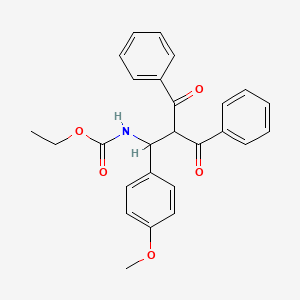 molecular formula C26H25NO5 B11527575 ethyl N-[2-benzoyl-1-(4-methoxyphenyl)-3-oxo-3-phenylpropyl]carbamate 