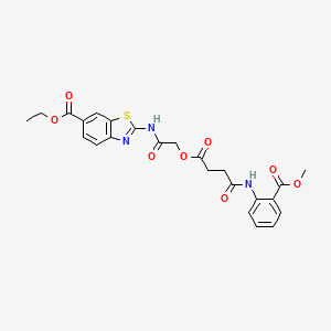 molecular formula C24H23N3O8S B11527630 Ethyl 2-({[(4-{[2-(methoxycarbonyl)phenyl]amino}-4-oxobutanoyl)oxy]acetyl}amino)-1,3-benzothiazole-6-carboxylate 