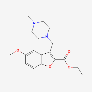 molecular formula C18H24N2O4 B11527936 Ethyl 5-methoxy-3-[(4-methylpiperazin-1-yl)methyl]-1-benzofuran-2-carboxylate 