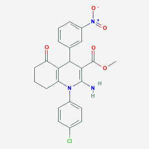 molecular formula C23H20ClN3O5 B11527946 Methyl 2-amino-1-(4-chlorophenyl)-4-(3-nitrophenyl)-5-oxo-1,4,5,6,7,8-hexahydroquinoline-3-carboxylate 