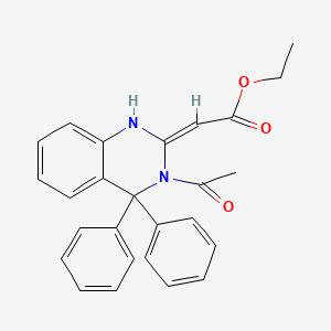 molecular formula C26H24N2O3 B11528016 ethyl (2Z)-(3-acetyl-4,4-diphenyl-3,4-dihydroquinazolin-2(1H)-ylidene)ethanoate 