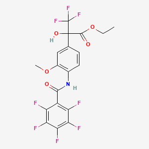 molecular formula C19H13F8NO5 B11528178 Ethyl 3,3,3-trifluoro-2-hydroxy-2-(3-methoxy-4-{[(pentafluorophenyl)carbonyl]amino}phenyl)propanoate 