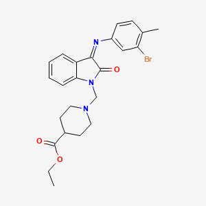 molecular formula C24H26BrN3O3 B11528195 Ethyl 1-{[(3Z)-3-[(3-bromo-4-methylphenyl)imino]-2-oxo-2,3-dihydro-1H-indol-1-YL]methyl}piperidine-4-carboxylate 