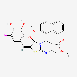 ethyl (2E)-2-(4-hydroxy-3-iodo-5-methoxybenzylidene)-5-(2-methoxynaphthalen-1-yl)-7-methyl-3-oxo-2,3-dihydro-5H-[1,3]thiazolo[3,2-a]pyrimidine-6-carboxylate