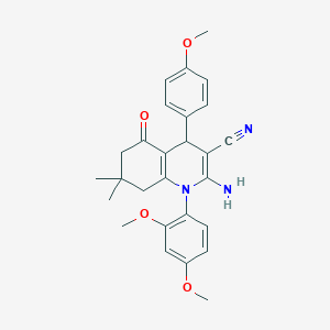 2-Amino-1-(2,4-dimethoxyphenyl)-4-(4-methoxyphenyl)-7,7-dimethyl-5-oxo-1,4,5,6,7,8-hexahydroquinoline-3-carbonitrile