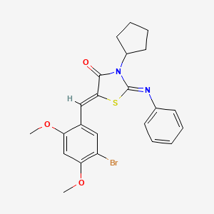 (2Z,5Z)-5-(5-bromo-2,4-dimethoxybenzylidene)-3-cyclopentyl-2-(phenylimino)-1,3-thiazolidin-4-one