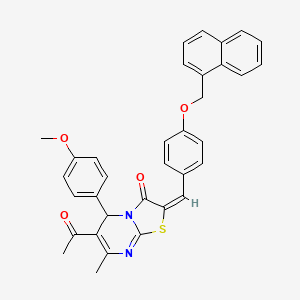 (2E)-6-acetyl-5-(4-methoxyphenyl)-7-methyl-2-[4-(naphthalen-1-ylmethoxy)benzylidene]-5H-[1,3]thiazolo[3,2-a]pyrimidin-3(2H)-one