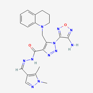 1-(4-amino-1,2,5-oxadiazol-3-yl)-5-(3,4-dihydroquinolin-1(2H)-ylmethyl)-N'-[(Z)-(1,5-dimethyl-1H-pyrazol-4-yl)methylidene]-1H-1,2,3-triazole-4-carbohydrazide