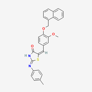 (5E)-5-[[3-methoxy-4-(naphthalen-1-ylmethoxy)phenyl]methylidene]-2-(4-methylanilino)-1,3-thiazol-4-one