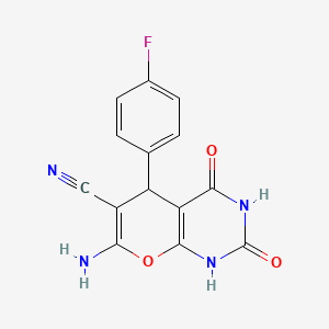 7-amino-5-(4-fluorophenyl)-2,4-dihydroxy-5H-pyrano[2,3-d]pyrimidine-6-carbonitrile