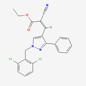 ethyl (2Z)-2-cyano-3-[1-(2,6-dichlorobenzyl)-3-phenyl-1H-pyrazol-4-yl]prop-2-enoate