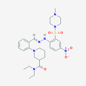 N,N-diethyl-1-{2-[(E)-(2-{2-[(4-methylpiperazin-1-yl)sulfonyl]-4-nitrophenyl}hydrazinylidene)methyl]phenyl}piperidine-3-carboxamide