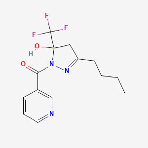 [3-butyl-5-hydroxy-5-(trifluoromethyl)-4,5-dihydro-1H-pyrazol-1-yl](pyridin-3-yl)methanone