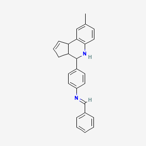 4-(8-methyl-3a,4,5,9b-tetrahydro-3H-cyclopenta[c]quinolin-4-yl)-N-[(E)-phenylmethylidene]aniline