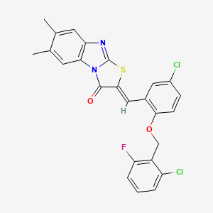 (2Z)-2-{5-chloro-2-[(2-chloro-6-fluorobenzyl)oxy]benzylidene}-6,7-dimethyl[1,3]thiazolo[3,2-a]benzimidazol-3(2H)-one