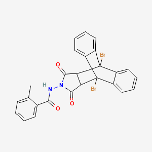 N-(1,8-dibromo-16,18-dioxo-17-azapentacyclo[6.6.5.0~2,7~.0~9,14~.0~15,19~]nonadeca-2,4,6,9,11,13-hexaen-17-yl)-2-methylbenzamide (non-preferred name)