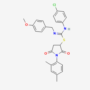 1-(2,4-dimethylphenyl)-2,5-dioxopyrrolidin-3-yl N'-(4-chlorophenyl)-N-(4-methoxybenzyl)carbamimidothioate