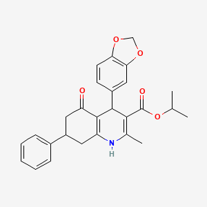 Propan-2-yl 4-(1,3-benzodioxol-5-yl)-2-methyl-5-oxo-7-phenyl-1,4,5,6,7,8-hexahydroquinoline-3-carboxylate