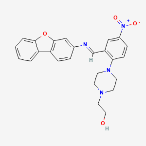 2-(4-{2-[(Dibenzo[b,d]furan-3-ylimino)methyl]-4-nitrophenyl}piperazino)-1-ethanol