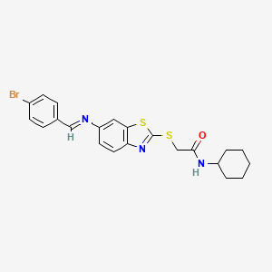 2-[(6-{[(E)-(4-bromophenyl)methylidene]amino}-1,3-benzothiazol-2-yl)sulfanyl]-N-cyclohexylacetamide