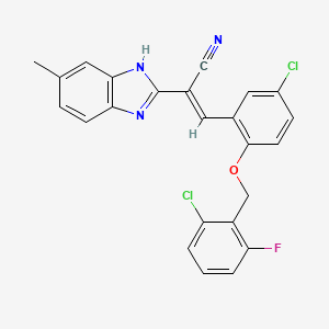 (2E)-3-{5-chloro-2-[(2-chloro-6-fluorobenzyl)oxy]phenyl}-2-(5-methyl-1H-benzimidazol-2-yl)prop-2-enenitrile