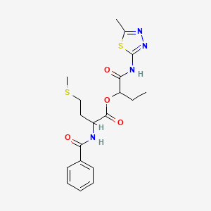 1-[(5-Methyl-1,3,4-thiadiazol-2-YL)carbamoyl]propyl 4-(methylsulfanyl)-2-(phenylformamido)butanoate