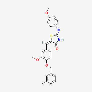 (5E)-2-(4-methoxyanilino)-5-[[3-methoxy-4-[(3-methylphenyl)methoxy]phenyl]methylidene]-1,3-thiazol-4-one