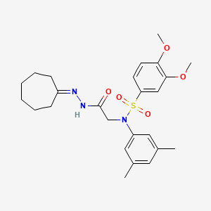 N-[(N'-Cycloheptylidenehydrazinecarbonyl)methyl]-N-(3,5-dimethylphenyl)-3,4-dimethoxybenzene-1-sulfonamide