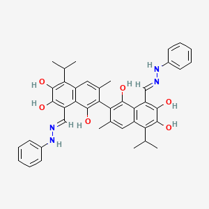 3,3'-dimethyl-8,8'-bis[(E)-(2-phenylhydrazinylidene)methyl]-5,5'-di(propan-2-yl)-2,2'-binaphthalene-1,1',6,6',7,7'-hexol