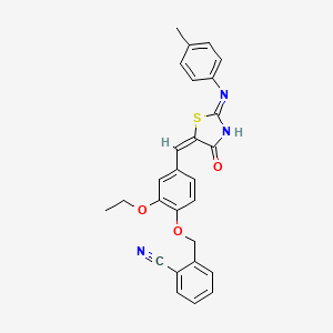 2-({2-ethoxy-4-[(E)-{(2Z)-2-[(4-methylphenyl)imino]-4-oxo-1,3-thiazolidin-5-ylidene}methyl]phenoxy}methyl)benzonitrile