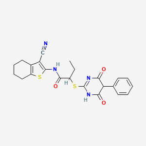 N-(3-cyano-4,5,6,7-tetrahydro-1-benzothiophen-2-yl)-2-[(4,6-dioxo-5-phenyl-1,4,5,6-tetrahydropyrimidin-2-yl)sulfanyl]butanamide