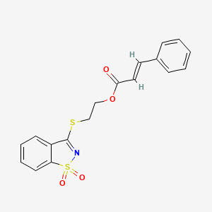 2-[(1,1-dioxido-1,2-benzothiazol-3-yl)sulfanyl]ethyl (2E)-3-phenylprop-2-enoate