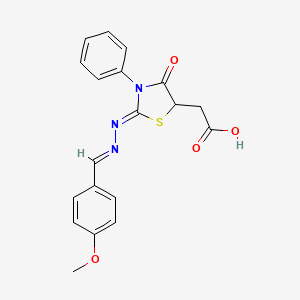 2-[[(4-Methoxyphenyl)methylene]hydrazono]-4-oxo-3-phenyl-5-thiazolidineacetic acid