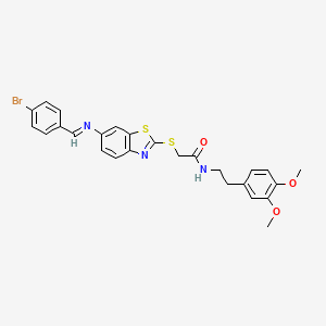 2-[(6-{[(E)-(4-bromophenyl)methylidene]amino}-1,3-benzothiazol-2-yl)sulfanyl]-N-[2-(3,4-dimethoxyphenyl)ethyl]acetamide