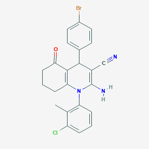 2-Amino-4-(4-bromophenyl)-1-(3-chloro-2-methylphenyl)-5-oxo-1,4,5,6,7,8-hexahydro-3-quinolinecarbonitrile