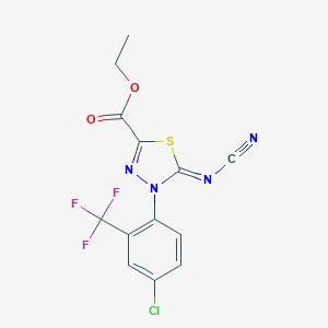 molecular formula C13H8ClF3N4O2S B115293 Ethyl 4-[4-chloro-2-(trifluoromethyl)phenyl]-5-cyanoimino-1,3,4-thiadiazole-2-carboxylate CAS No. 148367-88-8