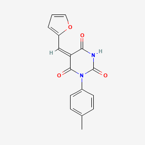 (5E)-5-(furan-2-ylmethylidene)-1-(4-methylphenyl)pyrimidine-2,4,6(1H,3H,5H)-trione