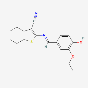 Benzothiophene-3-carbonitrile, 4,5,6,7-tetrahydro-2-(3-ethoxy-4-hydroxybenzylidenamino)-