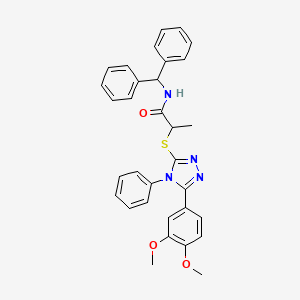 2-{[5-(3,4-dimethoxyphenyl)-4-phenyl-4H-1,2,4-triazol-3-yl]sulfanyl}-N-(diphenylmethyl)propanamide