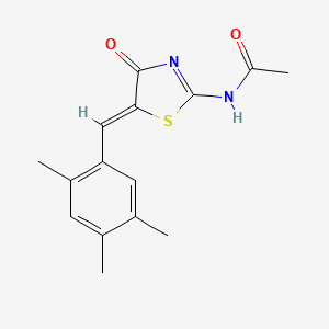 N-[(2E,5Z)-4-oxo-5-(2,4,5-trimethylbenzylidene)-1,3-thiazolidin-2-ylidene]acetamide