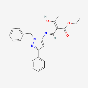 ethyl (2Z)-2-{[(1-benzyl-3-phenyl-1H-pyrazol-5-yl)amino]methylidene}-3-oxobutanoate