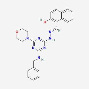 1-[(E)-{2-[4-(benzylamino)-6-(morpholin-4-yl)-1,3,5-triazin-2-yl]hydrazinylidene}methyl]naphthalen-2-ol