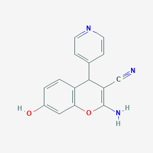 molecular formula C15H11N3O2 B11529409 2-amino-7-hydroxy-4-(pyridin-4-yl)-4H-chromene-3-carbonitrile 