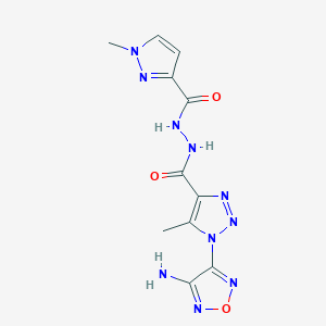 molecular formula C11H12N10O3 B11529421 1-(4-amino-1,2,5-oxadiazol-3-yl)-5-methyl-N'-[(1-methyl-1H-pyrazol-3-yl)carbonyl]-1H-1,2,3-triazole-4-carbohydrazide 