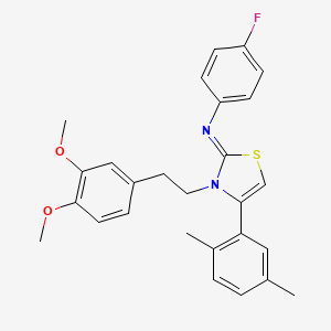 molecular formula C27H27FN2O2S B11529449 N-[(2Z)-3-[2-(3,4-dimethoxyphenyl)ethyl]-4-(2,5-dimethylphenyl)-1,3-thiazol-2(3H)-ylidene]-4-fluoroaniline 