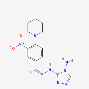 molecular formula C15H20N8O2 B11529488 3-{(2Z)-2-[4-(4-methylpiperidin-1-yl)-3-nitrobenzylidene]hydrazinyl}-4H-1,2,4-triazol-4-amine 